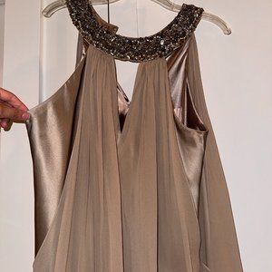 Marc Bouwer Glamit 100% Silk Champagne SILK and BEADED DRESS